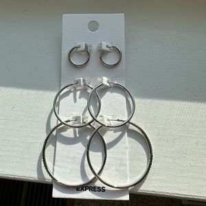 Women’s Assorted Hoop Earrings, Diamond Detailed